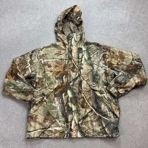 RealTree Jacket Adult Medium Brown Work Wear Camo Hunting Hood Rain Coat Men - Picture 1 of 9