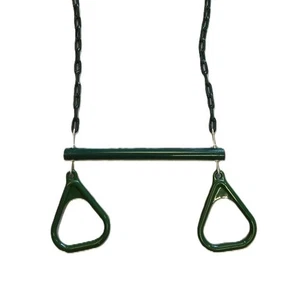 Hills Compatible Metal Trapeze & Rings on Chain Replacement Swing Set Part GREEN - Picture 1 of 3