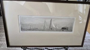 William Lionel Wyllie signierte Radierung, "Yachting off No Man's Land Fort" gerahmt - Bild 1 von 20