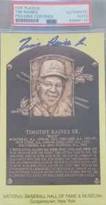 Tim Raines Signed HOF Plaque Postcard Yellow Autograph RARE FULL NAME PSA - Picture 1 of 2