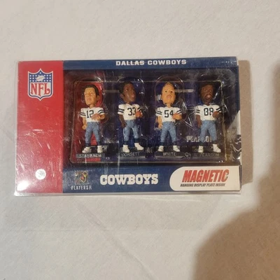 Dallas Cowboys Juego de 4 piezas Mini Bobbleheads Magnéticos Staubach, Dorsett, Blanco Foto 1 de 4