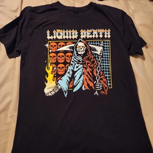Liquid Death Mountain Water Sensenmann schwarz T-Shirt Skull Goth Metal Drink l - Bild 1 von 1