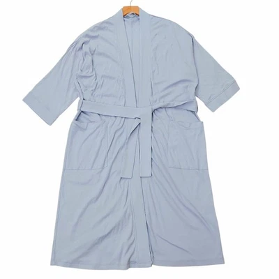 Eileen Fisher Boxy Robe Womens S/M Blue Organic Cotton Sleepwear Loungewear - Image 1 of 4