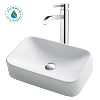 Combo de baño de cerámica blanca Kraus C-KCV-122-1007 - 19-1/4" Foto 1 de 4