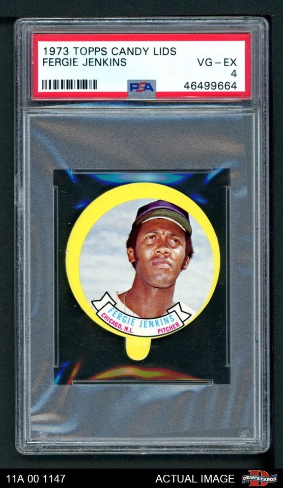 1973 Topps Candy Lids Fergie Jenkins Cubs HOF PSA 4 - VG/EX - Image 1 of 1