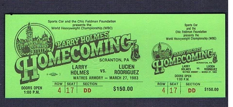 1983 World Championship Larry Holmes v Lucien Rodriguez boxing ticket Scanton Pa Cover