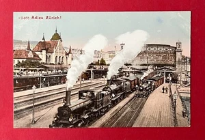 AK ZÜRICH in der Schweiz um 1930 Bahnhof mit Eisenbahn Dampflok ( 136790 - Bild 1 von 2