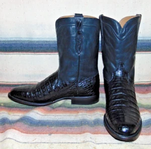 Mens Rujo The Ranger Black Caiman Belly / Leather Cowboy Boots 11.5 D New in Box - Picture 1 of 7