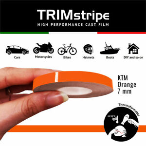 Trim Stripes Strisce Adesive per Auto, Arancio KTM, 7 mm x 10 Mt
