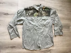 Worldwide Sportsman Herren Large Hemd grün Tarnmuster Mooseiche Schale Baumwolle belüftet - Bild 1 von 5