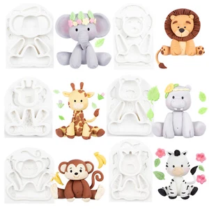 Moldes de silicona fondant para niños cumpleaños artesanía azucarera decoración de pasteles de safari en la selva - Imagen 1 de 20