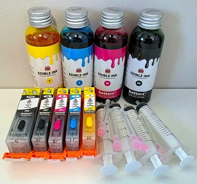 Edible ink Bundle- Refill 4 bottles w/ tools & PGI 280/281 Edible Cartridge,5set - Image 1 of 4