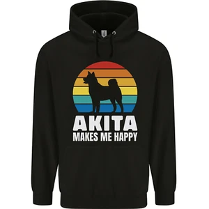 Akita Makes Me Happy Funny Dog Inu Childrens Kids Hoodie - Picture 1 of 3