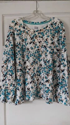 Basic Editions Womens Top Size 3X Multicolor Floral Long  Sleeves Round Neck - Image 1 of 4