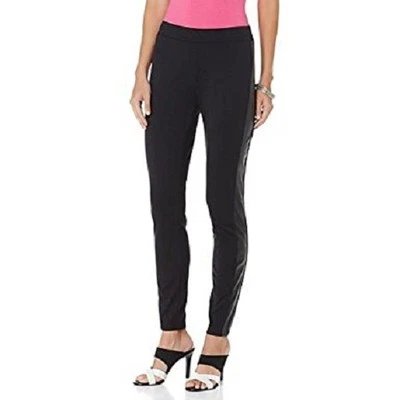 NWOT SERENA WILLIAMS PONTE LEGGINGS WITH FAUX LEATHER TRIM BLACK MEDIUM - Image 1 of 2