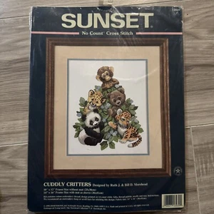 Kit de punto de cruz Sunset No Count Cuddly Critters Tigre Panda Mono Aguja - Imagen 1 de 3