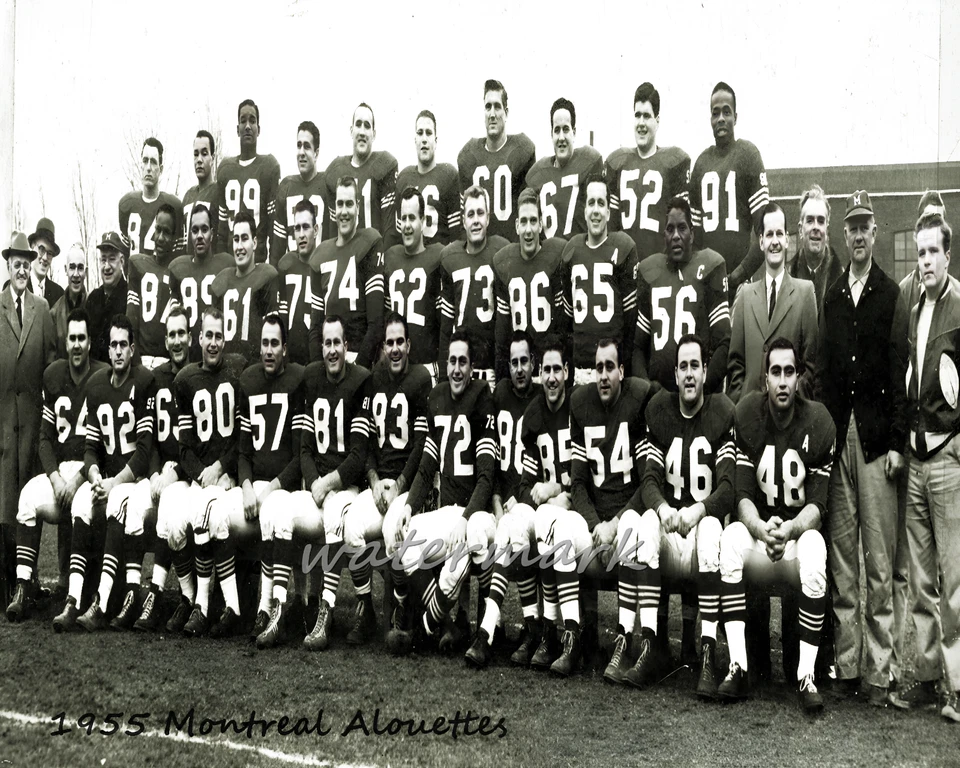 Foto 8 X 10 del equipo CFL 1955 Montreal Alouettes en blanco y negro  Foto 1 de 1