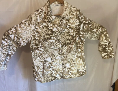 Hermosa chaqueta para mujer Isaac Mizrahi Live floral marrón/blanco - talla 1XL Foto 1 de 4