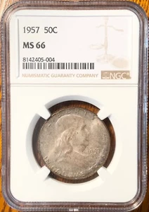 NGC Graded MS 66 1957 United States Franklin Half Dollar 50c - Picture 1 of 4