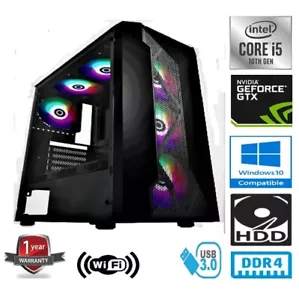 INTEL CORE i5 10400F 4.3GHz 6CORE 8GB RAM 1TB HDD GEFORCE GTX1050Ti 4G GAMING PC - Picture 1 of 9