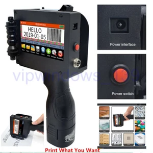 Handheld inkjet printer prints production date, batch number, barcode on plastic - Afbeelding 1 van 6