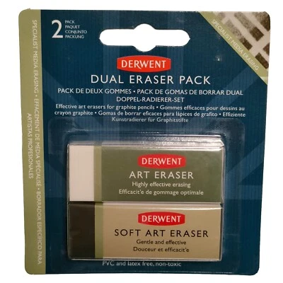 Derwent Dual Art Radierer/Soft Art Radierer Doppelpack