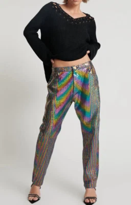 Pantalones de mezclilla relajados Free People One Teaspoon Rainbow SEQUIN BANDIDOS NUEVOS 28 Foto 1 de 4