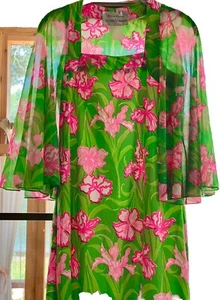 Vintage Erio Bocci KEY WEST hand print fashions floral Maxi Dress In Lilly Style - Picture 1 of 8