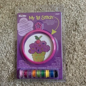 Bucilla My 1st Stitch Counted Cross Stitch Kit Cupcake 45451 New In Package - Picture 1 of 2