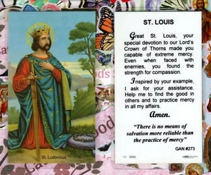 St. Saint Louis + Prayer -(G)  Laminated  Holy Card GAN273 - Picture 1 of 3