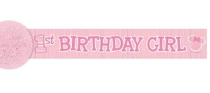 Disney Baby Minnie Mouse Pink 1st Birthday Crepe Paper Streamer Roll 30ft - Picture 1 of 3