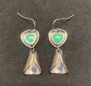 Blue Aventurine Handmade Triangle Drop Charm Dangle Earrings Jewelry 2” inch - Picture 1 of 10