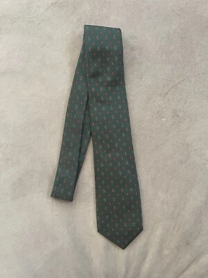 "Corbata de seda para hombre NEIMAN MARCUS diseñador geométrica verde/rojo 55""" Foto 1 de 3