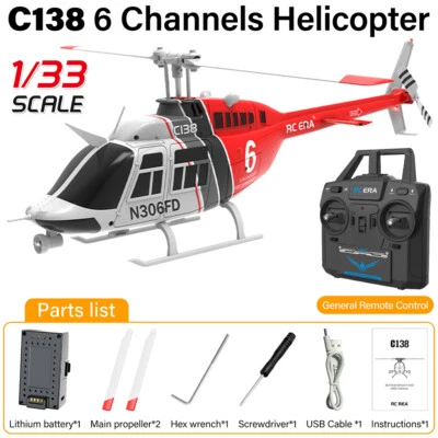 RC ERA RC Helicopter 1:33 Bell-206 6CH 6-axis Gyro Remote Control RTF Aircraft - Image 1 of 4