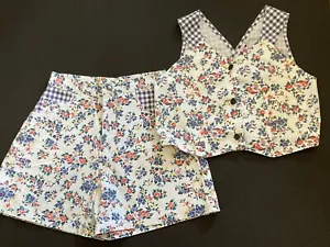 Vintage 90er Sister Be Cool Mädchen 14 Blumenmuster geschnittenes Oberteil & Hi-Rise Shorts Set 151 - Bild 1 von 4