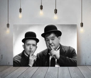 MOVIE POSTER LAUREL AND HARDY- FRAMED CANVAS WALL ART PICTURE PAPER PRINT- BLACK - Picture 1 of 17