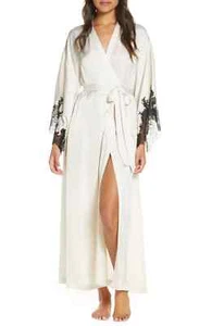 Natori 274860 Women's Lamour Satin & Lace Robe, Size Small - Beige - Picture 1 of 1