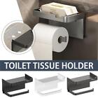 1X Toilet Roll Holder Wall Mounted With Mobile Phone Storage Bathroom Shelf DE