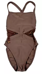 Anne Cole Womens Vintage One Piece Brown Swimsuit Crisscross Back Size 6 - Picture 1 of 12