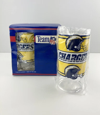 San Diego Chargers Vintage 1990's Team NFL Plastic Glasses SET (4) New Cover