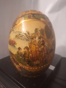 "Huevo de porcelana vintage SATSUMA hecho en China multicolor y pintado en oro 6""" - Imagen 1 de 6