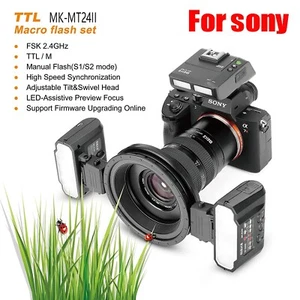 Meike MK-MT24II Macro Twin Lite Flash withTrigger For Sony A7 A7R A7RII A9 A7III - Picture 1 of 9