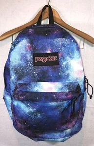 Jansport Backpack Pocket Pen Pencil Slots Blue Purple Night Sky Galaxy - Picture 1 of 9