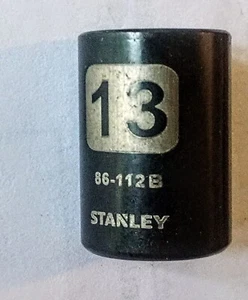Stanley 13 mm x 1/4" Standard Socket 86-112B Black Chrome 6 Pt Free Shipping - Picture 1 of 3