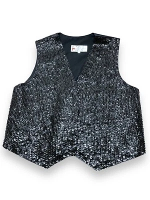 Solid Black Fancy Sequin Vest by JC Jazz Theater Parade Costume Size Small - Image 1 of 4