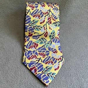 Christian Dior Monsieur Herren Krawatte Gelb Blau Rot Blumen Frühling Seidenkrawatte - Bild 1 von 5