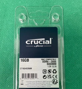 Crucial 16GB DDR4-2666 SODIMM CL19 Memory RAM (CT16G4S266M) - Picture 1 of 3