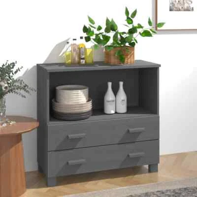Sideboard HAMAR Dark Gray 33.5"x13.8"x31.5" Solid Wood Pine vidaXL - Image 1 of 4