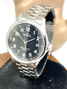 Shinola Mens Watch 20141278 Vinton Quartz Black Dial Silver Stainless Steel 38mm - Picture 1 of 14