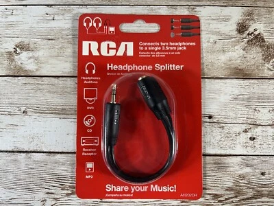 RCA Headphone Splitter, Connect Two Headphones To A Single 3.5mm Jack, NIP - Image 1 of 4